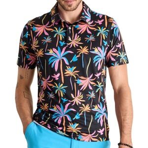 Chubbies Mens The Black Light Night Performance‎ Golf Polo 2.0 Hawaiian XXL